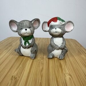 VTG Anthropomorphic Christmas Mice Mouse Ceramic Salt & Pepper Shakers Taiwan